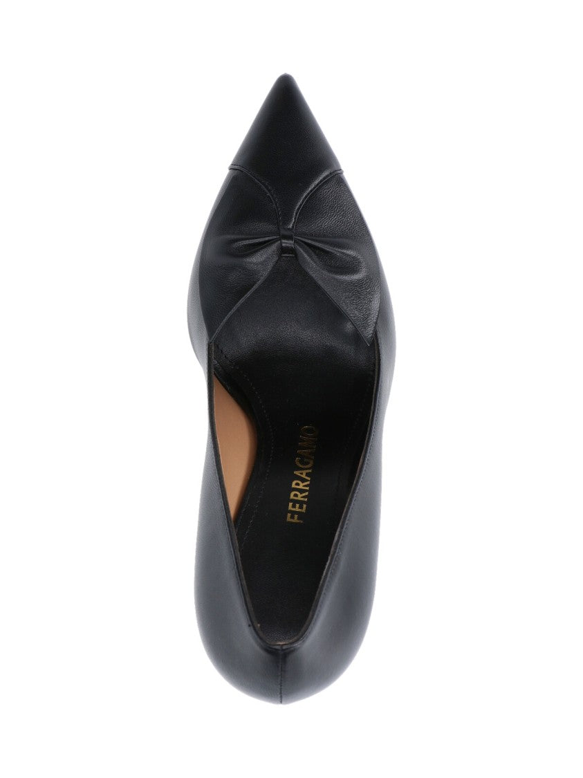 Ferragamo High Heel Black Pumps With Polished Finish