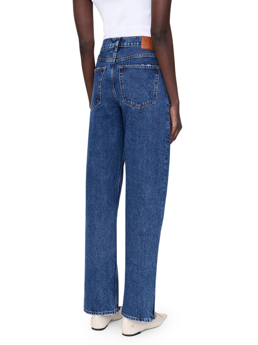 Anine Bing Straight-Leg Denim Trousers With High Waist And Side Slits