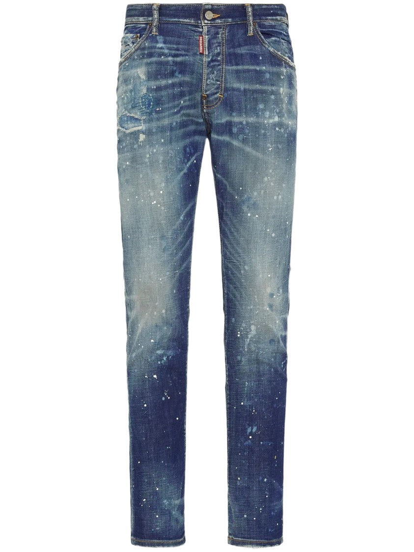 Dsquared2 Slim-Fit Distressed Denim Jeans With Artistic Details