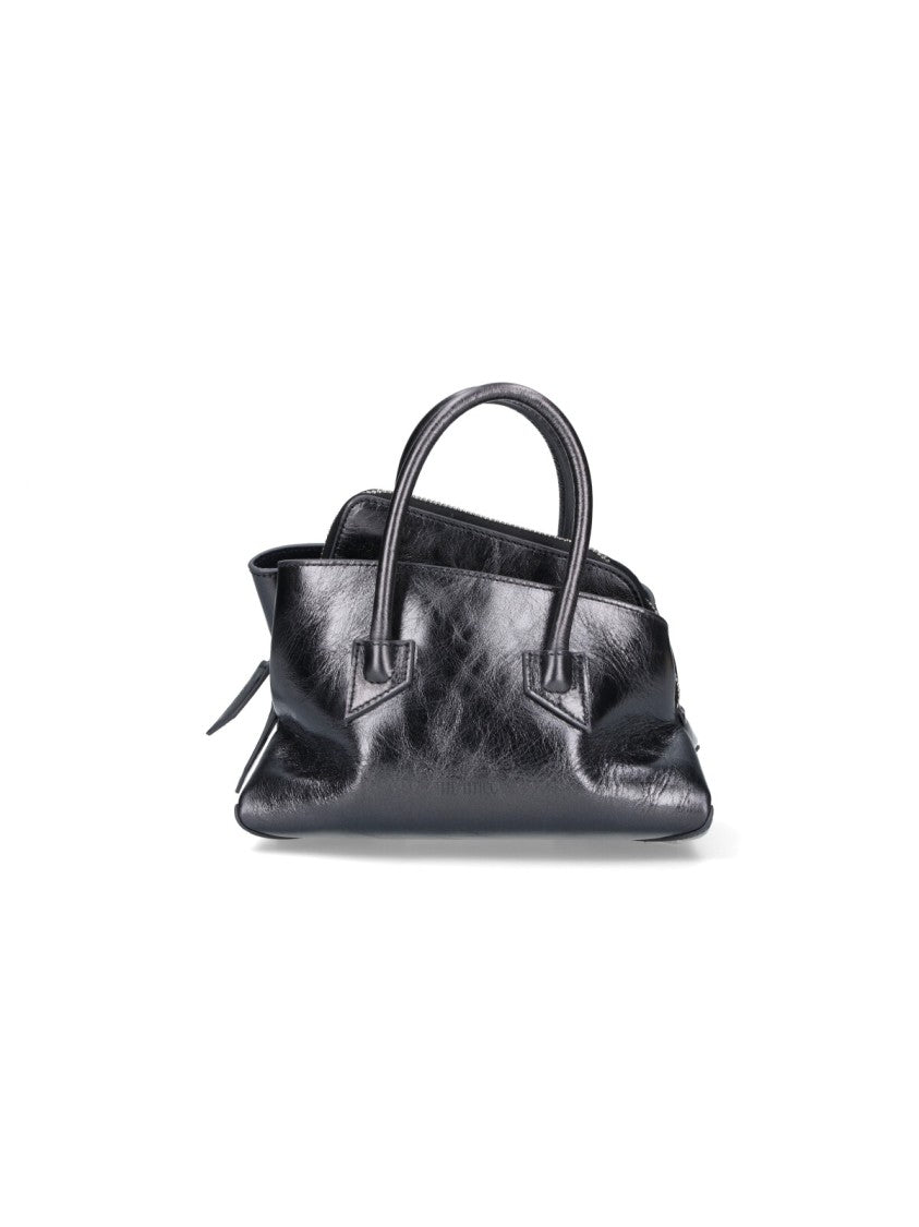 The Attico Mini Crinkle Calf Leather Shoulder Bag With Adjustable Strap