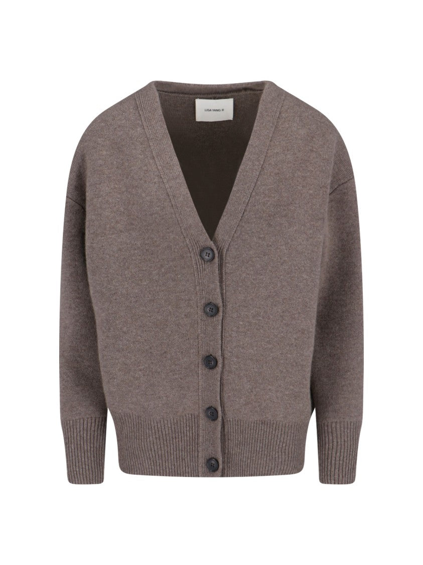 Lisa Yang Knit Cardigan Sweater With V-Neckline And Button-Down Front