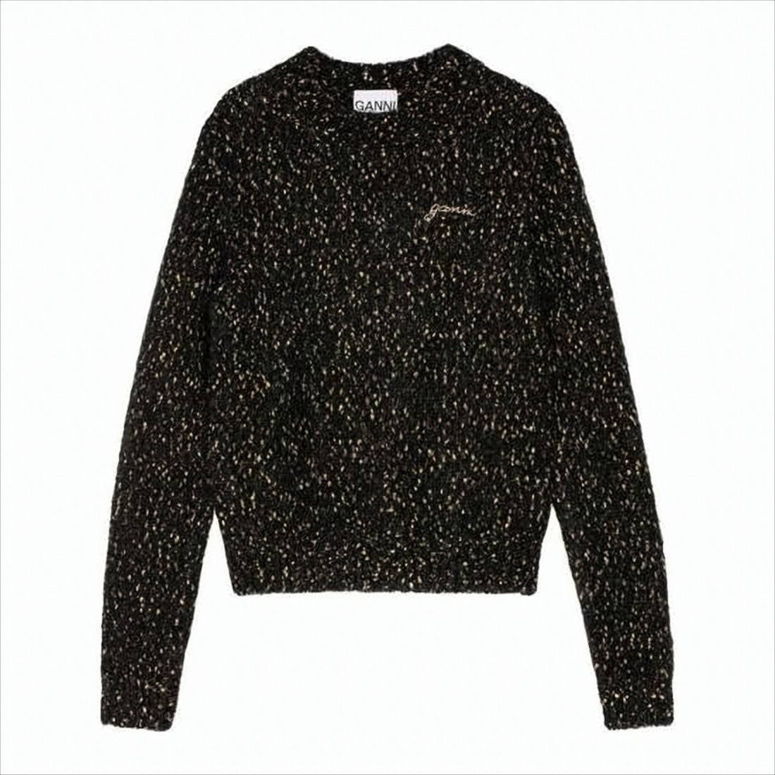 Ganni Textured Knit Sweater With Classic Crew Neckline