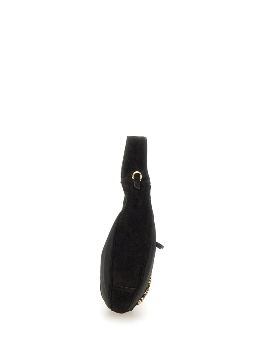 Moschino Crescent-Shaped Handbag With Gold-Tone Accents