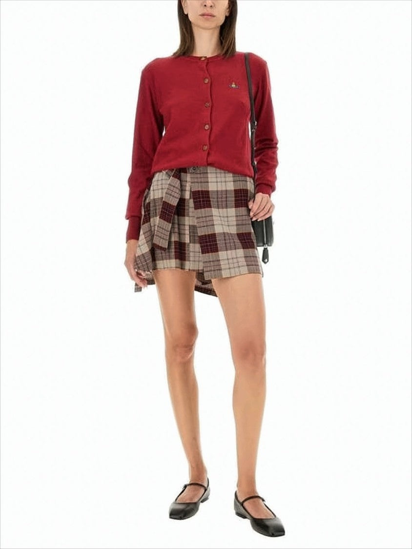 Vivienne Westwood Classic Red Cashmere Blend Cardigan With Embroidered Emblem