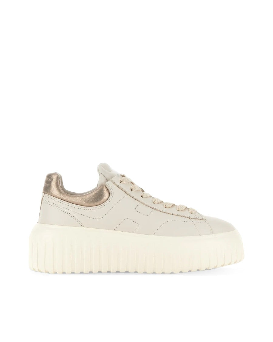 Hogan H-Stripes Ivory/Gold Sneakers