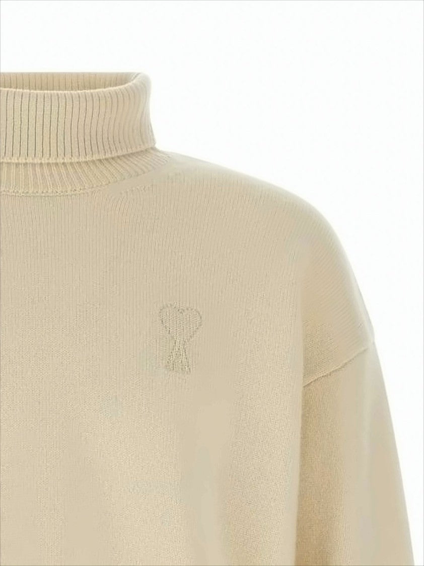 Ami Cropped Turtleneck Sweater In Luxe Wool-Cashmere Blend