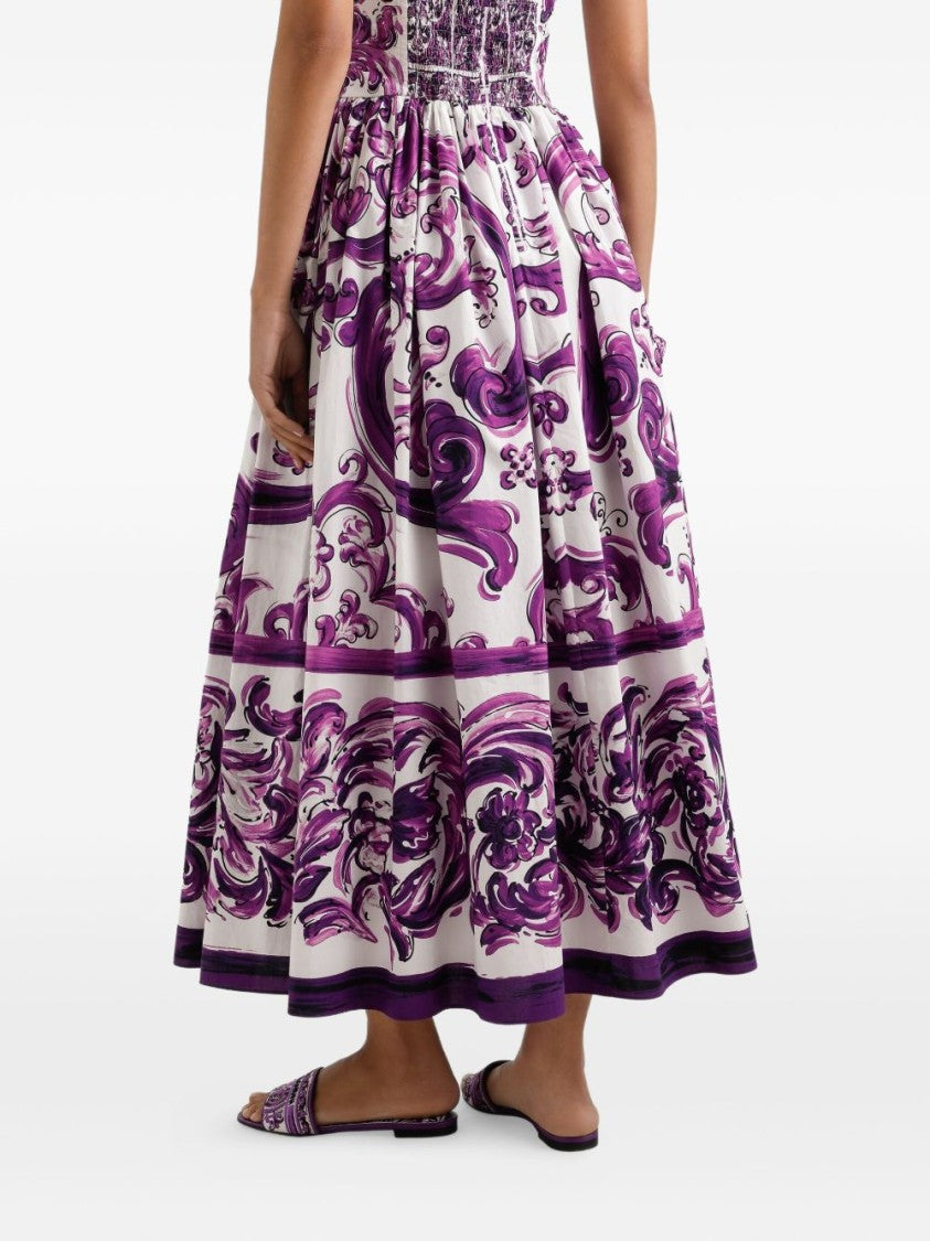 Dolce & Gabbana Baroque-Inspired Midi Dress With Sweetheart Neckline