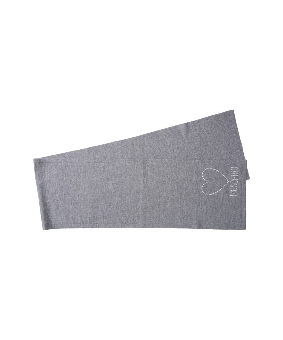 Moschino Embroidered Heart Detail Wool Scarf