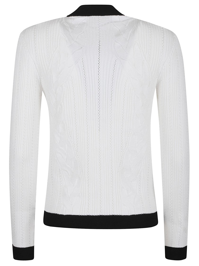Balmain Ls Buttoned Torsade Knit Cardigan