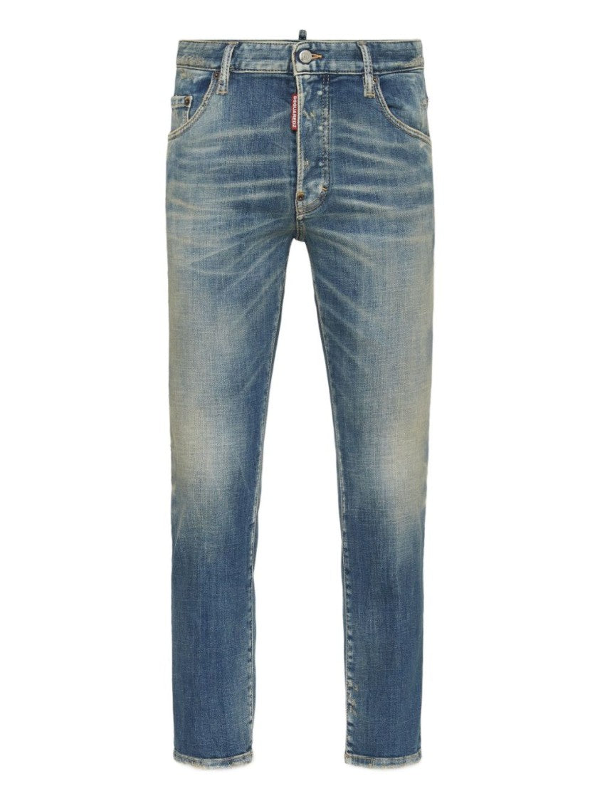 Dsquared2 Slim-Fit Blue Denim Jeans With Distressed Finish