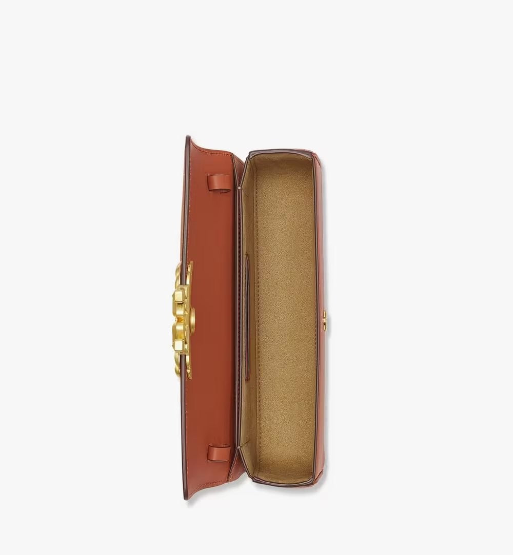 Mcm Structured Brown Calf Leather Shoulder Bag