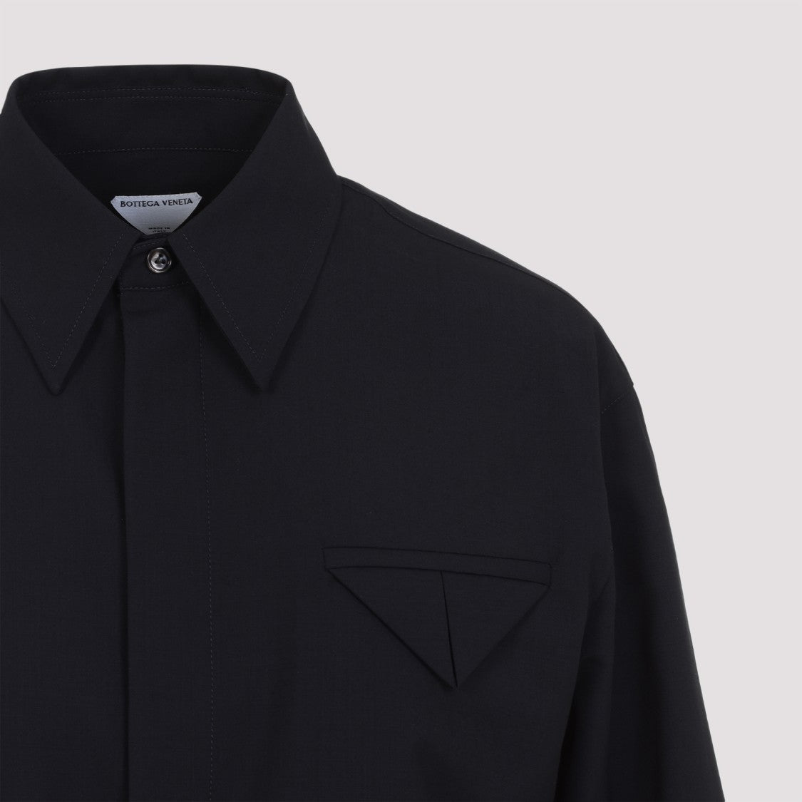 Bottega Veneta Black Wool Shirt With Classic Collar