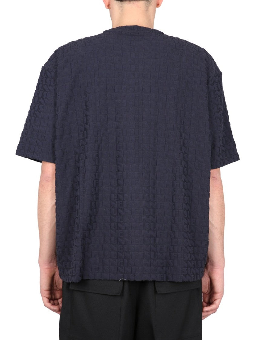 Sunnei Textured All-Over Logo Crewneck T-Shirt