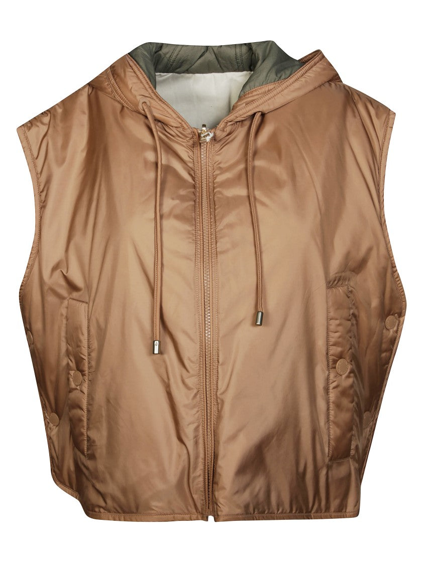 Max Mara Dual-Tone Sleeveless Gilet With Hood And Adjustable Hem