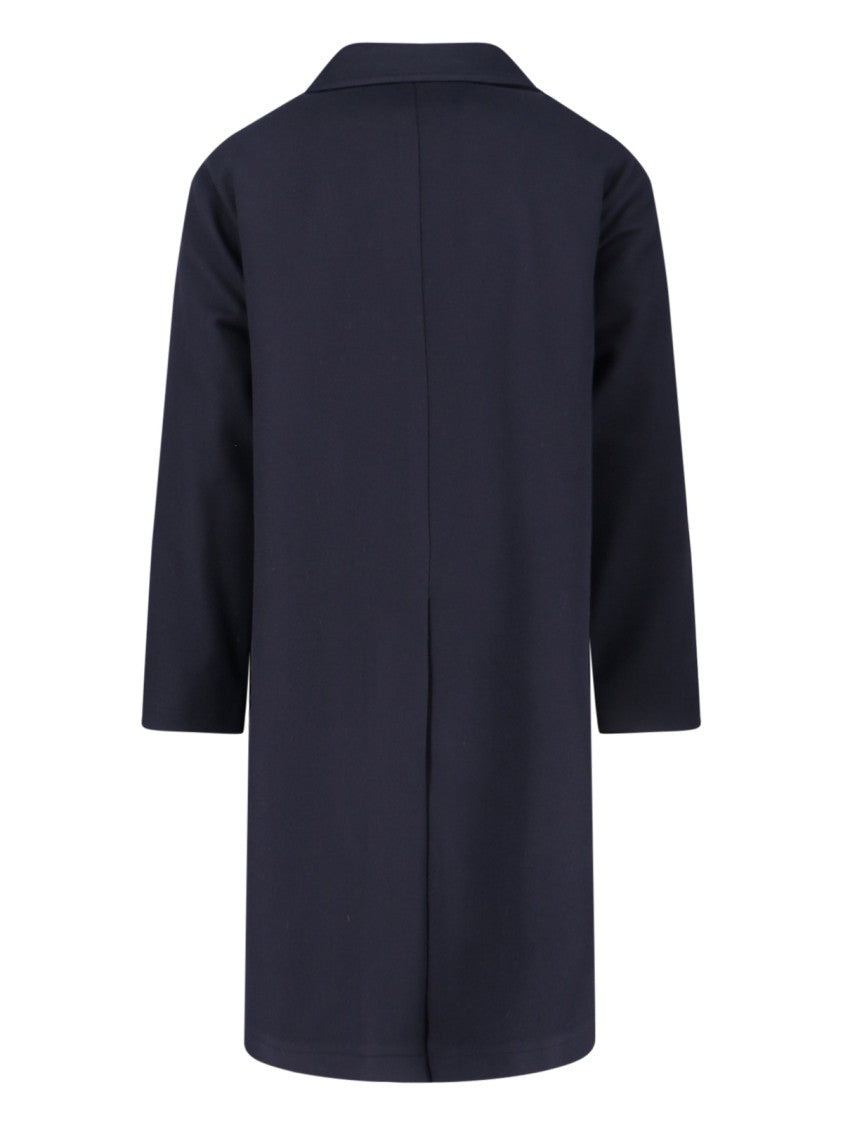 Tagliatore Blue Jacket With Classic Collar And Concealed Button Placket