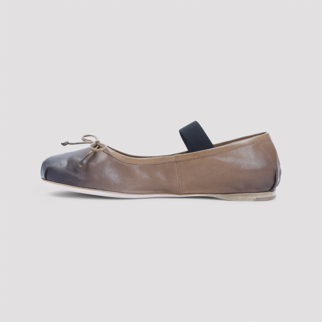 Miu Miu Caramel Brown Lamb Leather Ballerinas With Tonal Bow