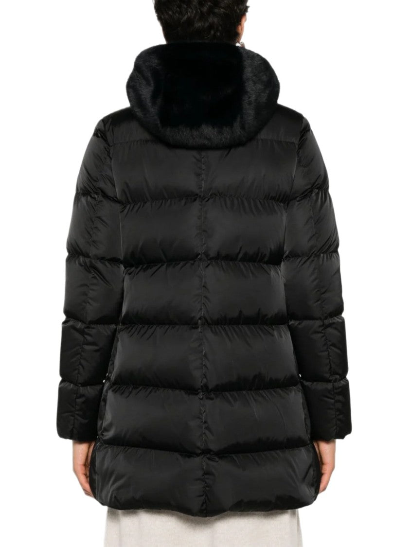 Herno Quilted Padded Jacket With Removable Hood And Faux Fur Trim