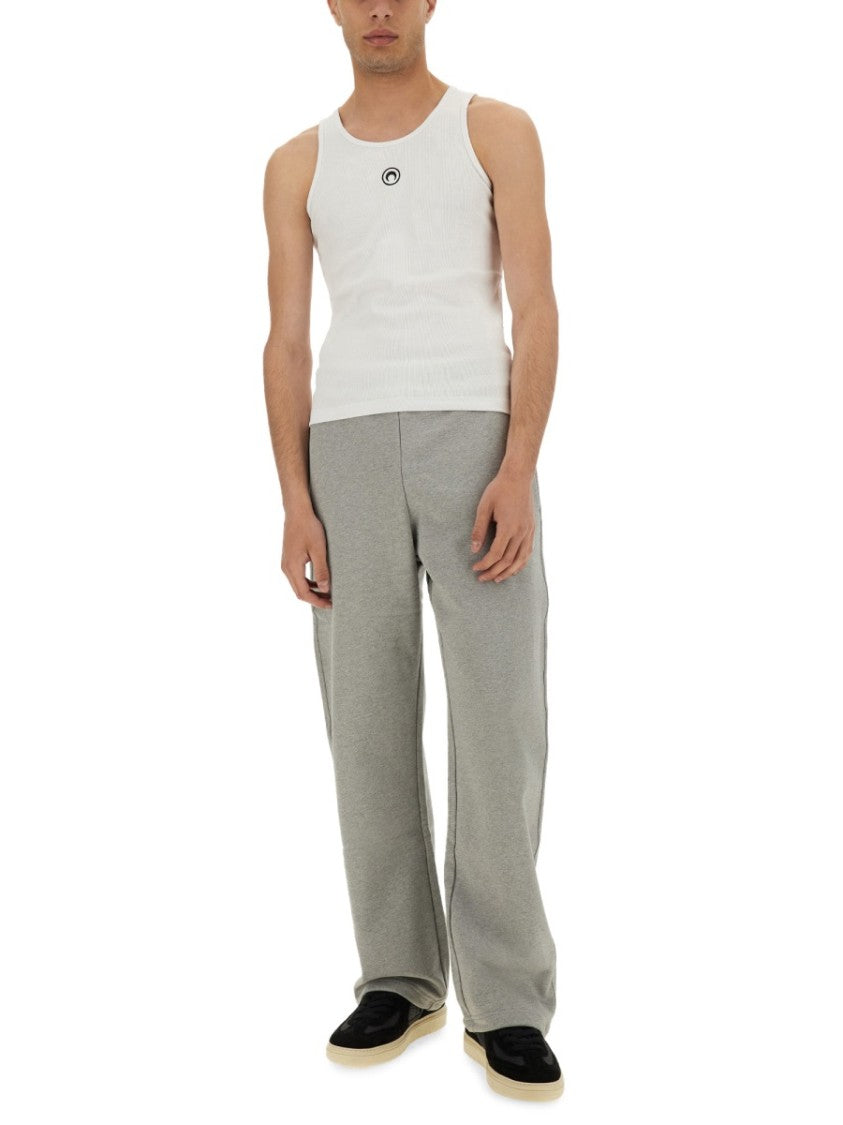 Marine Serre Relaxed-Fit Grey Track Pants With Elastic Waistband