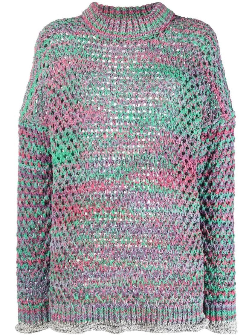 The Attico Multicolored Knit Sweater With High Neckline