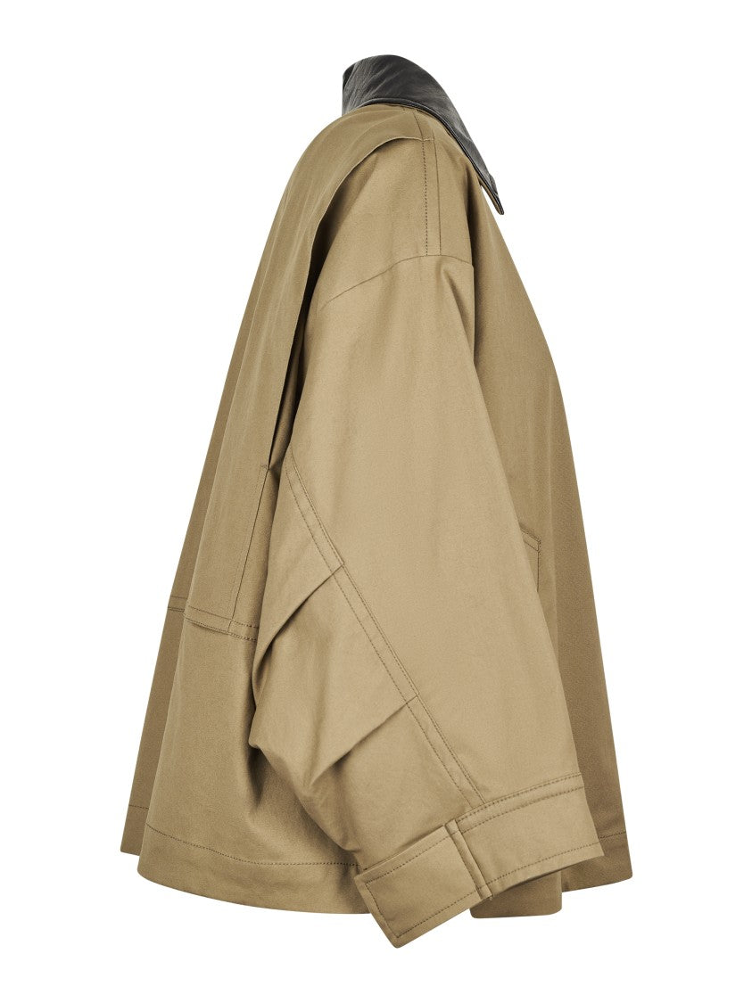Max Mara Relaxed Fit Jacket With Contrasting Leather Neckline