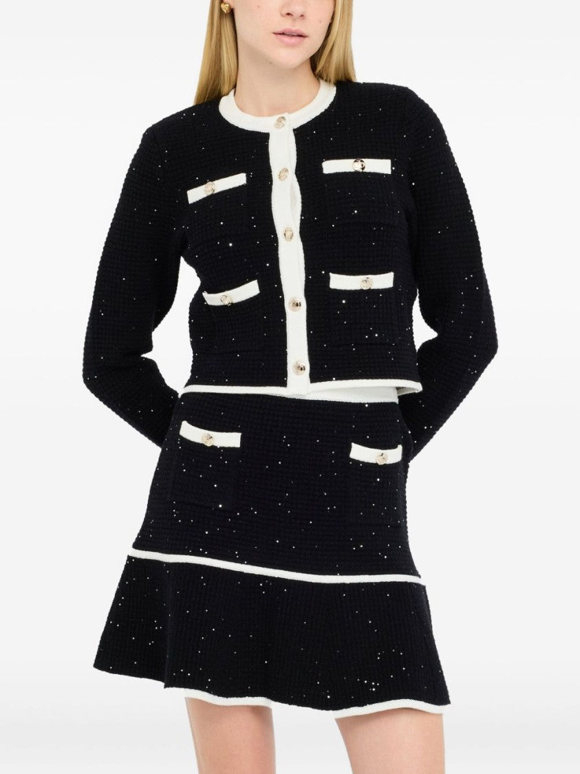 Liu Jo Cropped Black Sweater With Textured Knit