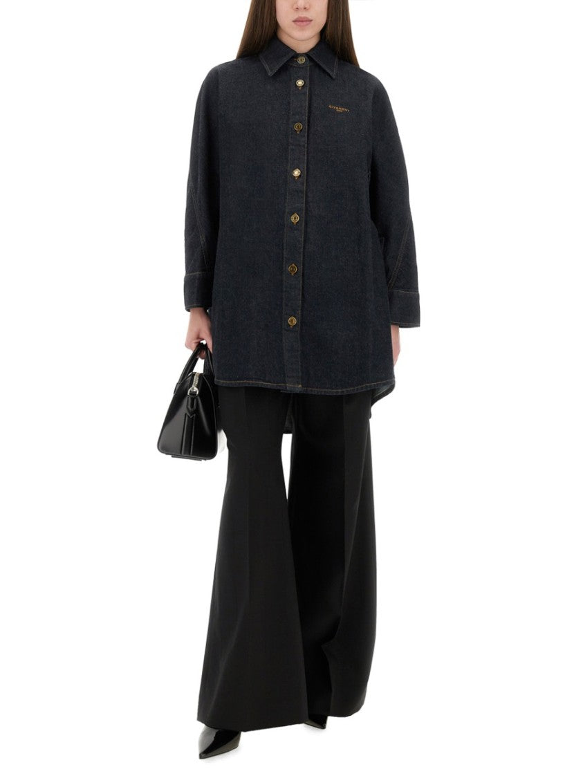 Givenchy Black Denim Shirt With Subtle Embroidery