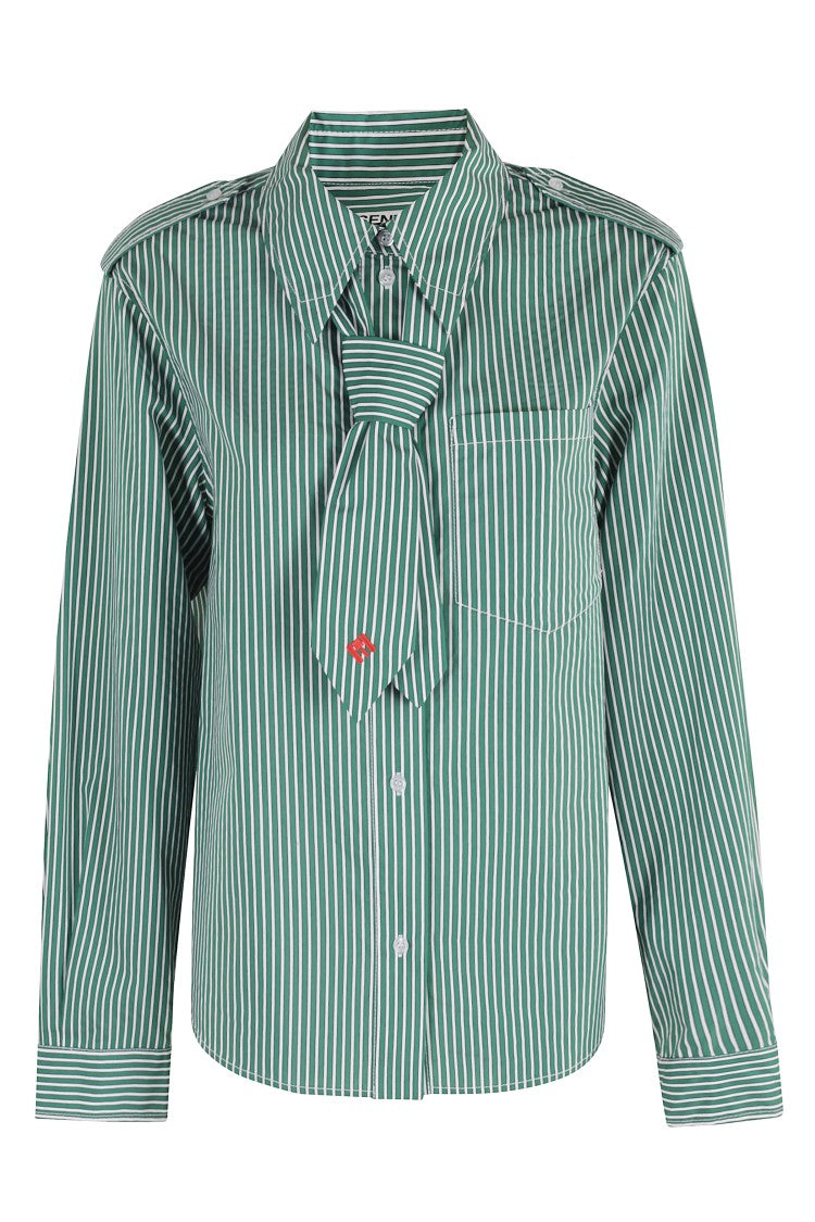 Essentiel Antwerp Striped Long Sleeve Shirt With Tie Detail