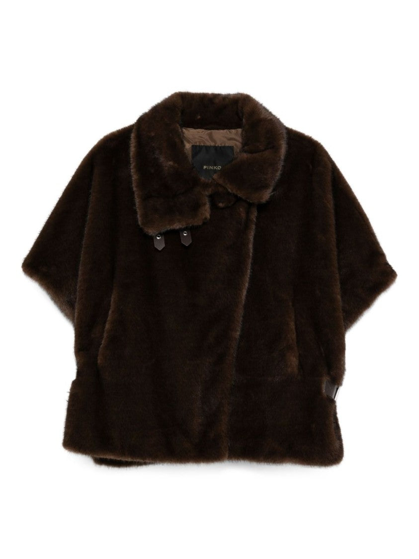 Pinko Plush Short Coat With High Collar