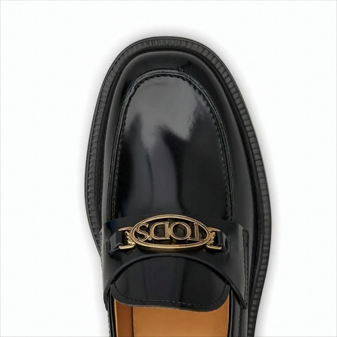 Tod's Polished Calf Leather Loafers With Metallic Logo Detail