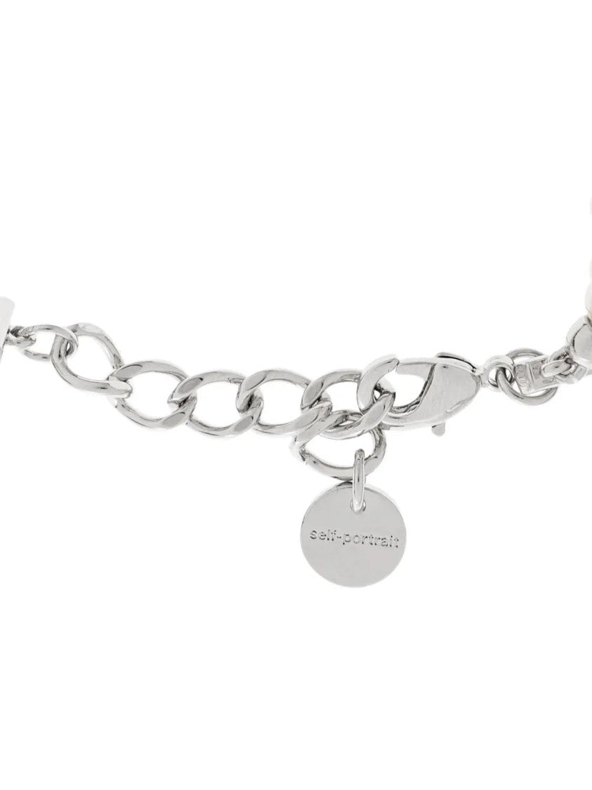 Self-Portrait Crystal-Bow Faux Pearl-Double Strand Bracelet