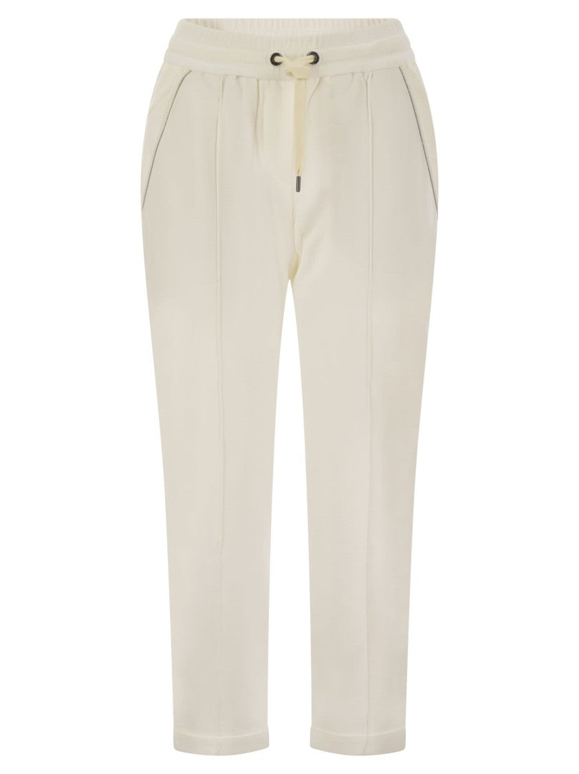 Brunello Cucinelli Track Trousers In Lightweight Stretch Cotton Fleece