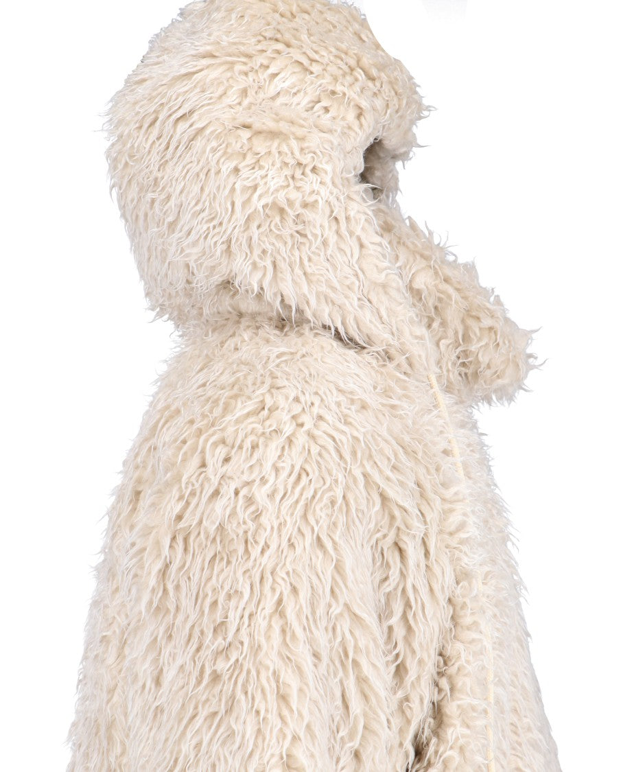 Marni Faux Shearling Hooded Jacket – Cream