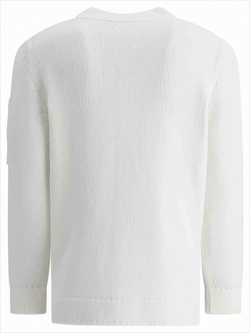 C.P. Company V-Neck Button-Down Knit Cardigan With Patch Detail