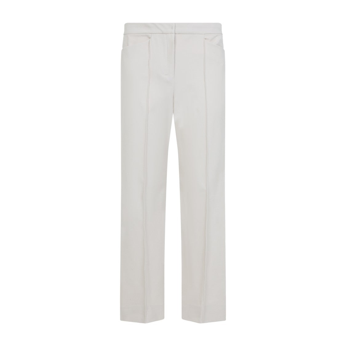 Max Mara Tailored White Trousers With Subtle Pleats And Clean Finish
