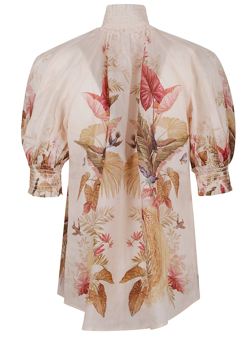 Zimmermann Floral Print Ramie Shirt