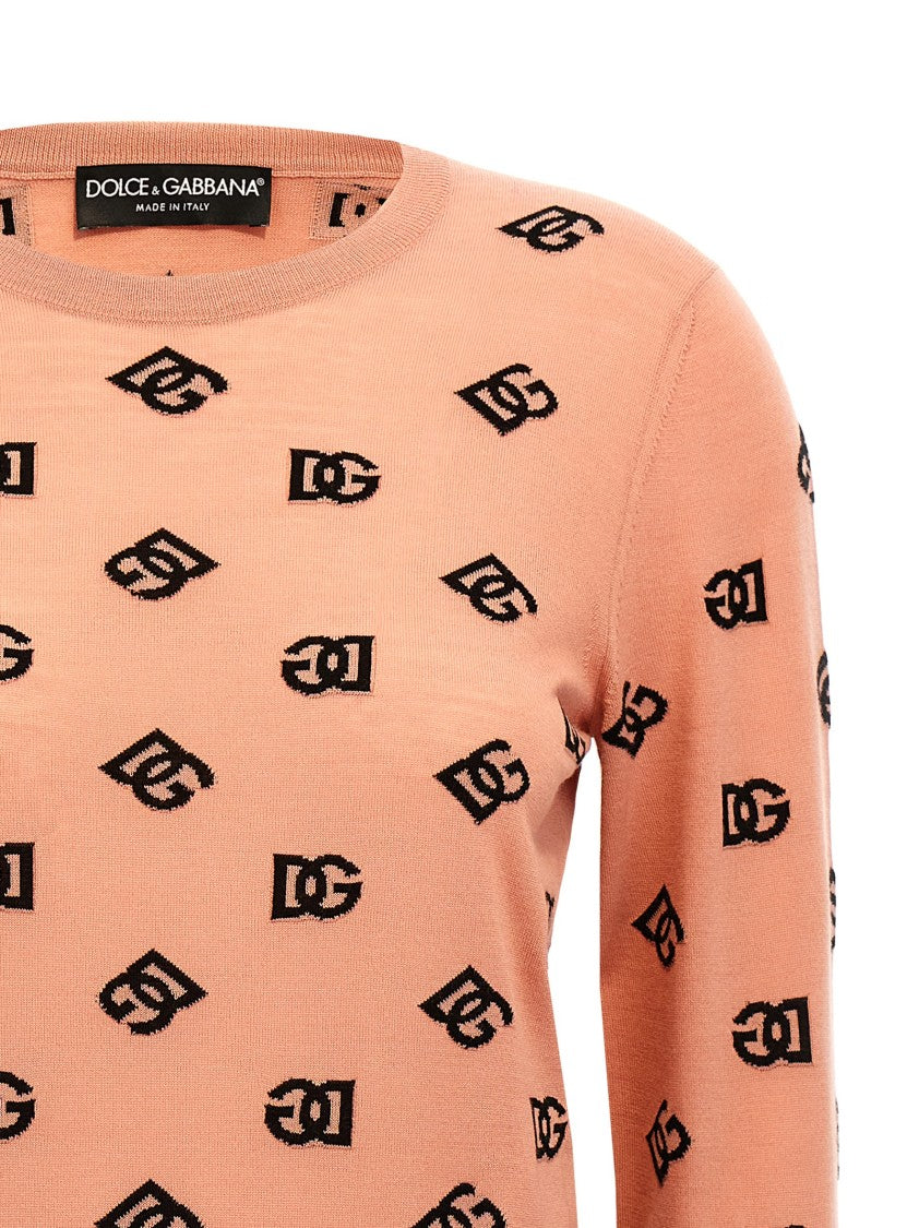 Dolce & Gabbana All-Over Logo Jacquard Wool And Silk Sweater