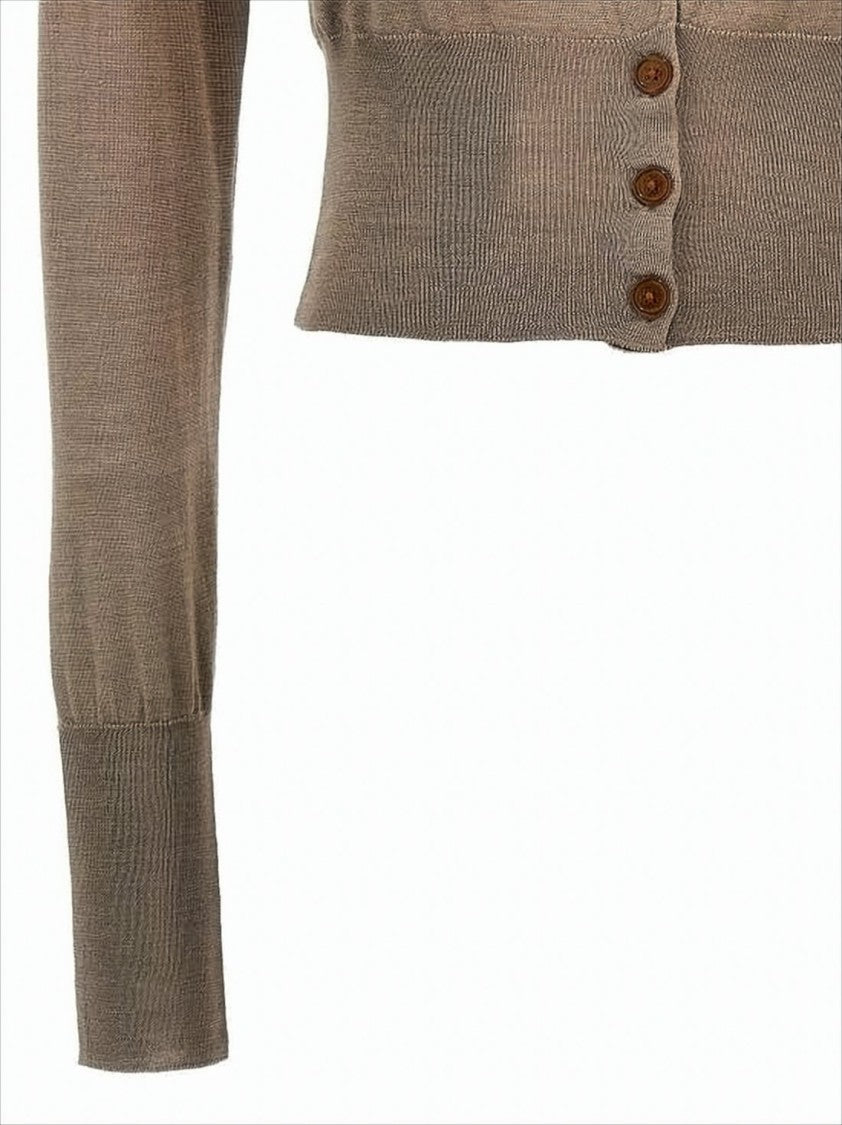 Vivienne Westwood Cropped Knit Cardigan With Wooden Button Front