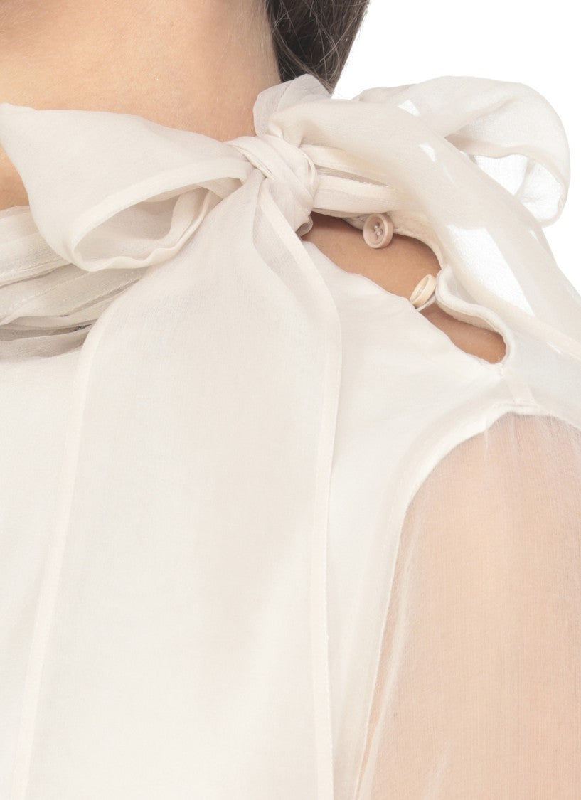 Brunello Cucinelli Ivory Silk Blouse