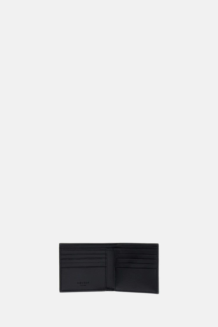 Alexander Mcqueen Black Leather Card Case With Skull Detail