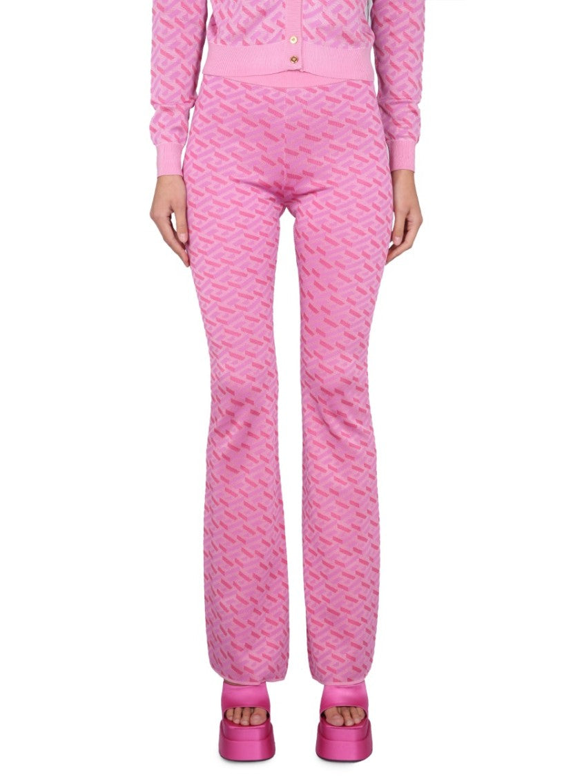 Versace Jacquard Pants With Greek Print