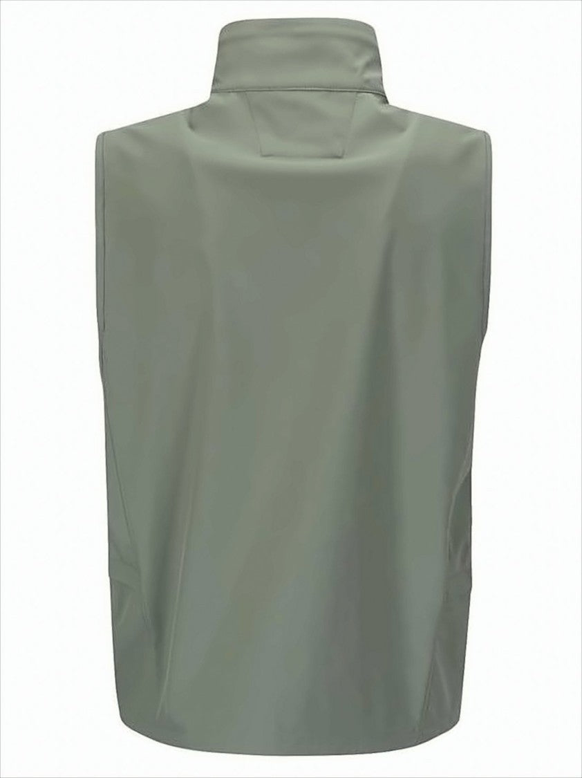 C.P. Company High Collar Sleeveless Vest With Zipper Closure And Logo Patch