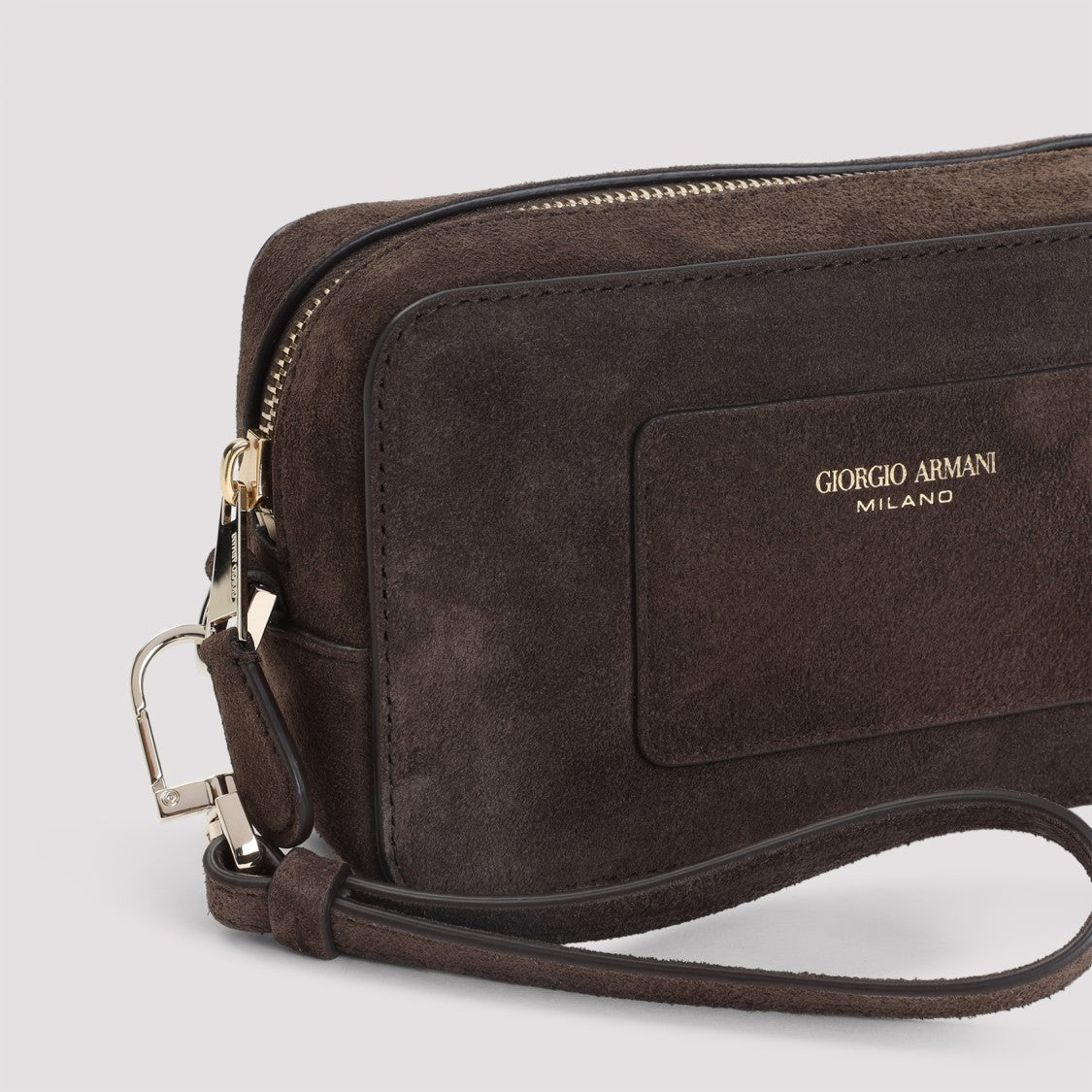 Giorgio Armani Brown Leather Belt Bag With Zip Closure
