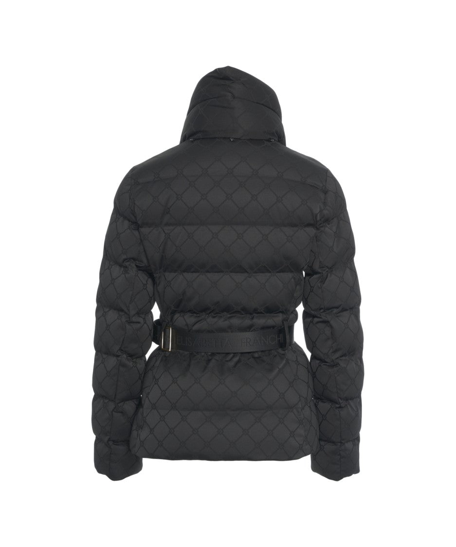 Elisabetta Franchi Down Jacket With Belt At The Waist