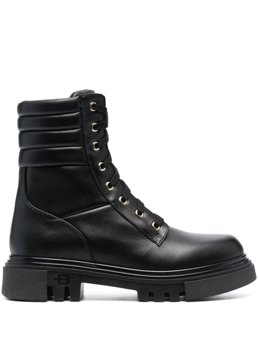 Baldinini Padded Collar Leather Ankle Boots With Chunky Sole
