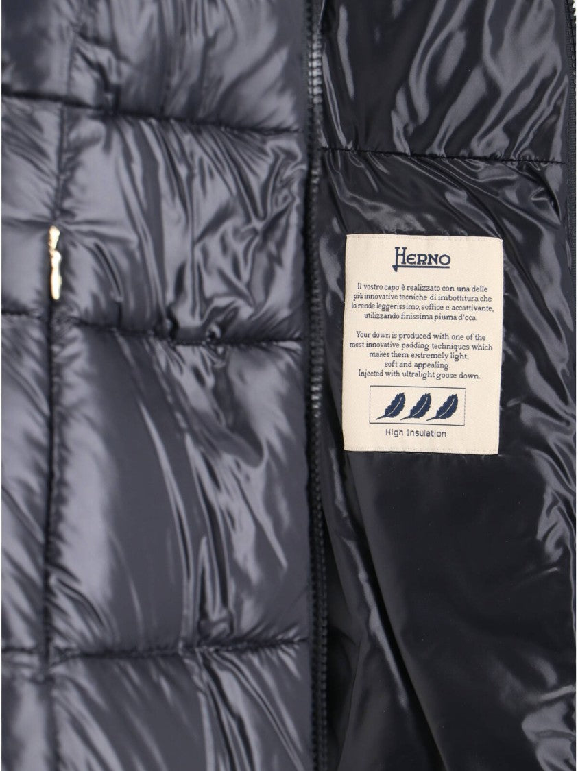 Herno Maxi Puffer Jacket With Belt And High Collar