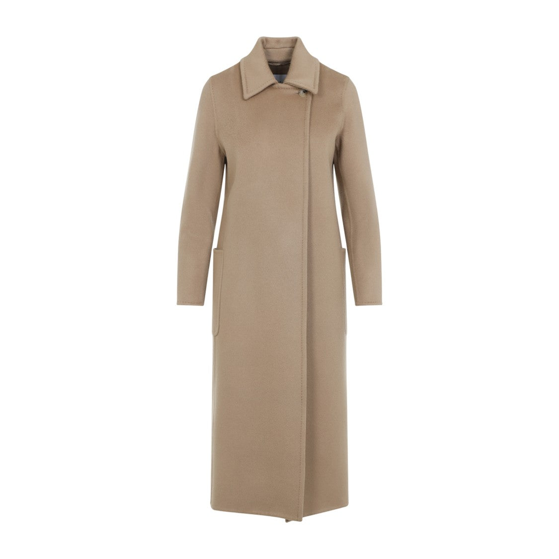 Max Mara Brown Cashmere Long Coat With Classic Collar