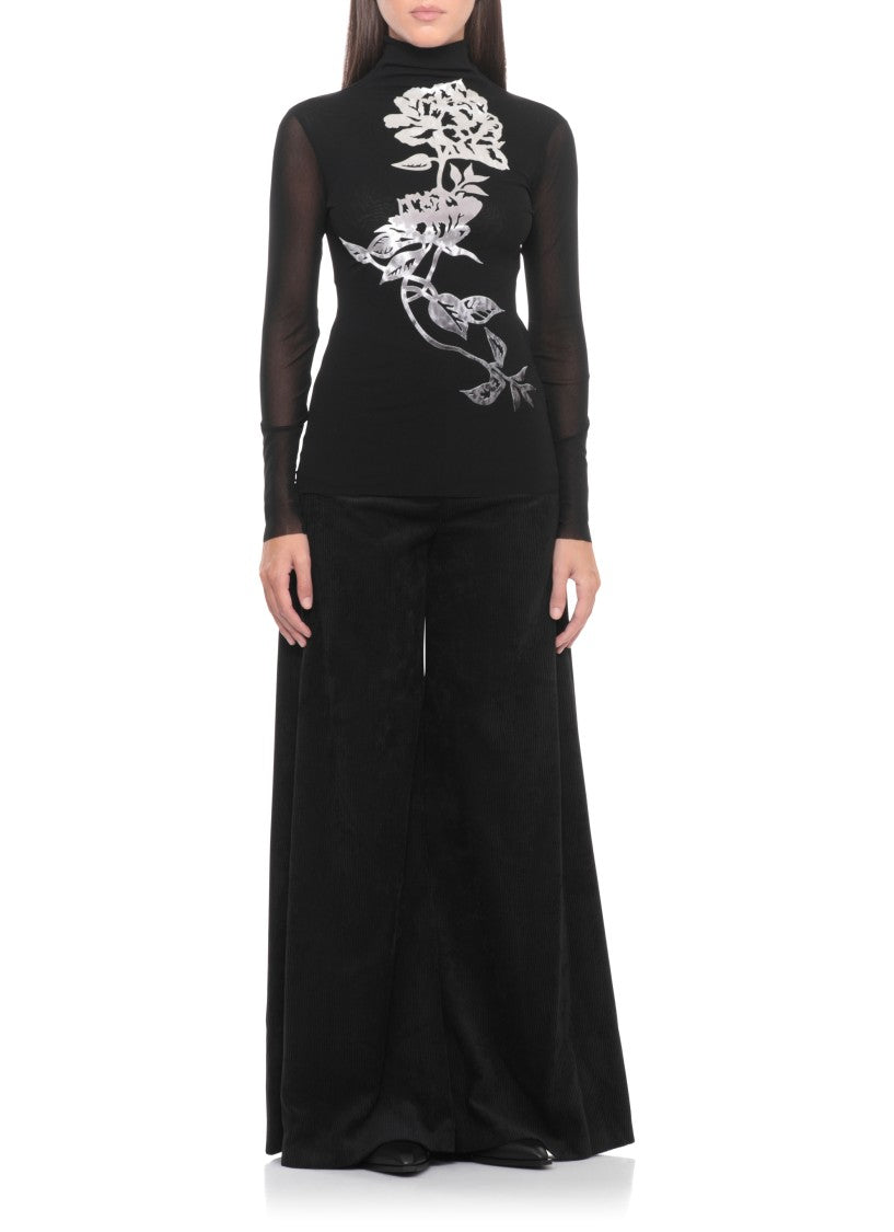 D. Exterior Black Fitted High Neck Sweater