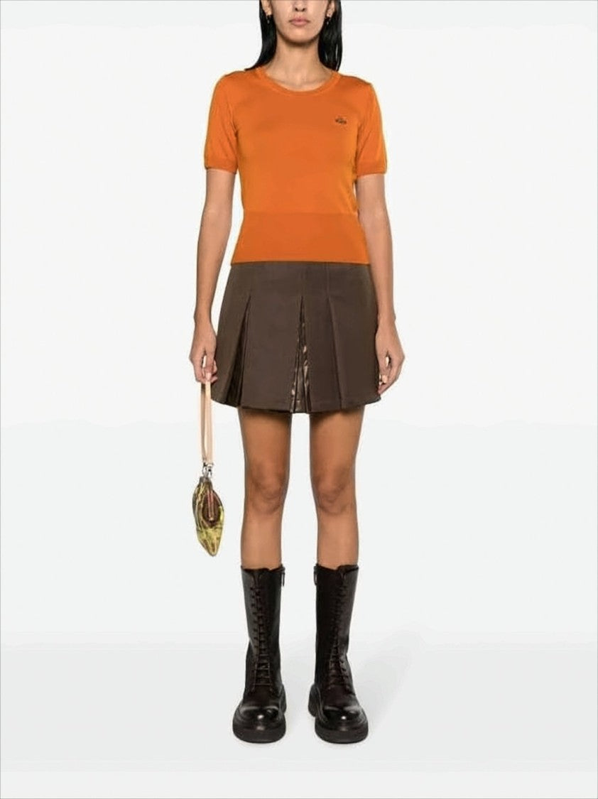 Vivienne Westwood Fitted Short-Sleeved Wool Sweater With Embroidered Emblem