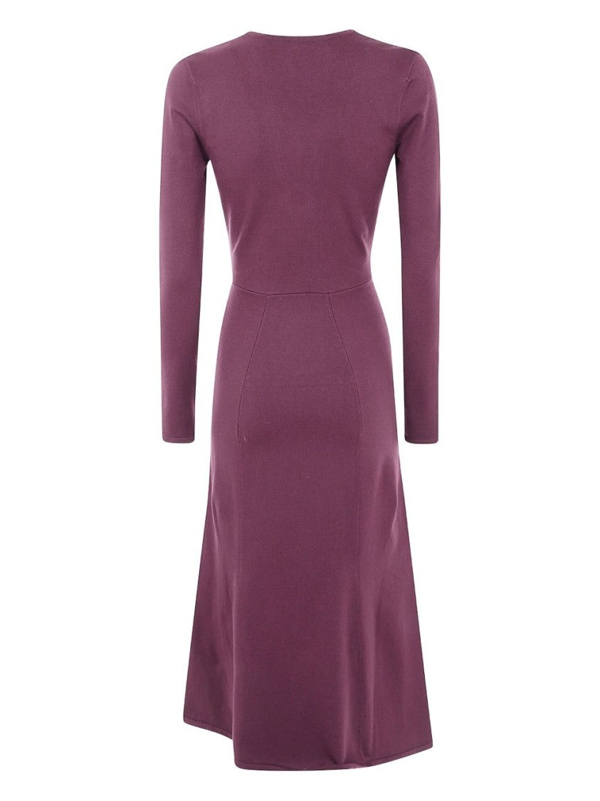 Twin-Set Bordeaux Midi Dress With V-Neckline
