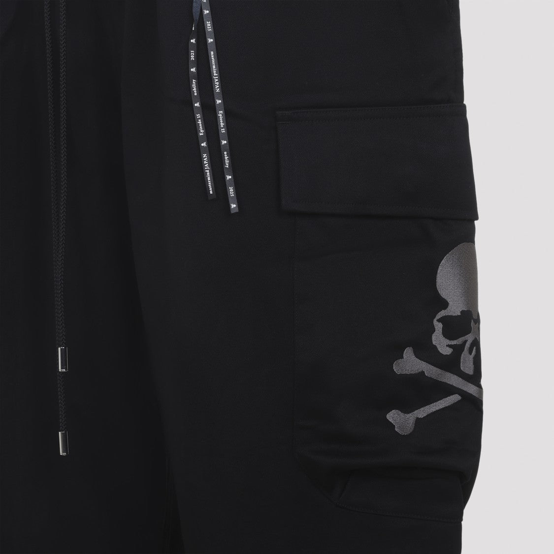 Mastermind Relaxed Fit Black Cargo Trousers With Adjustable Waistband And Strap Details